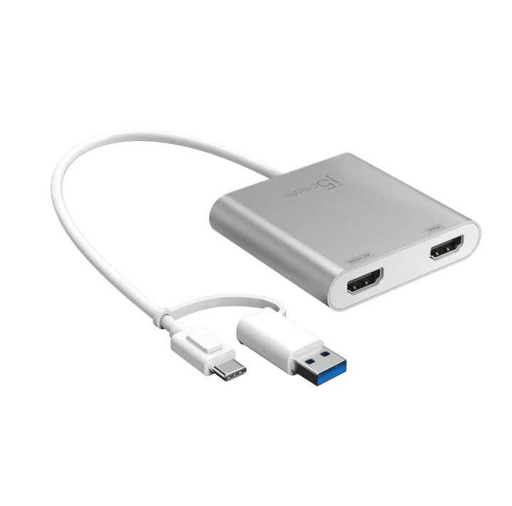 j5create JCA365 USB-C to Dual HDMI Multi-Monitor Adapter White