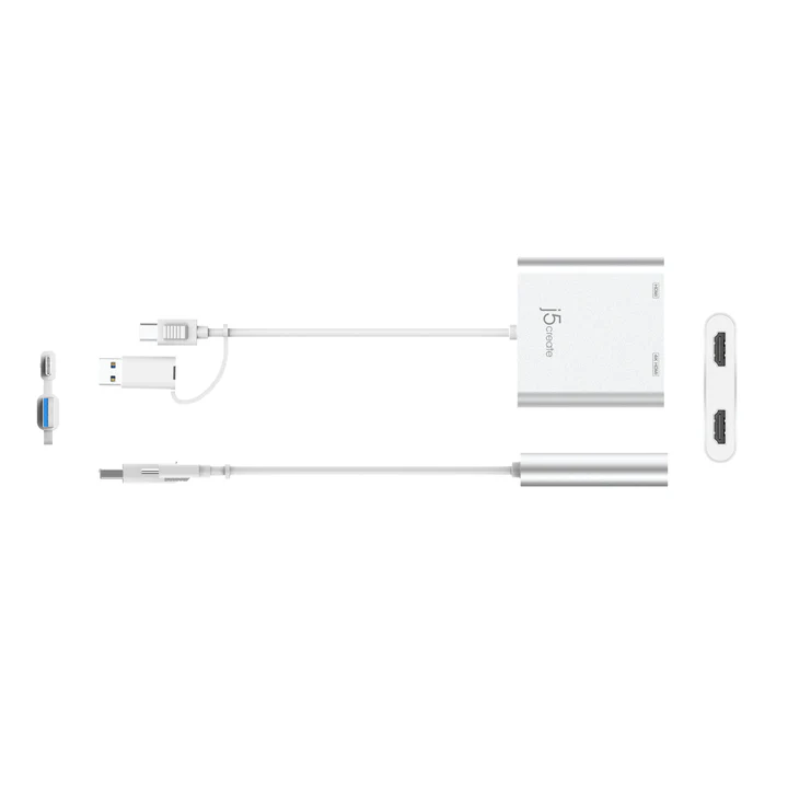 j5create JCA365 USB-C To Dual HDMI Multi-Monitor Adapter -WHITE - Image 2