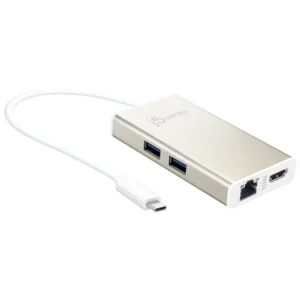 j5create JCA374 USB-C Multi-Adapter HDMI Ethernet USB-A PD White
