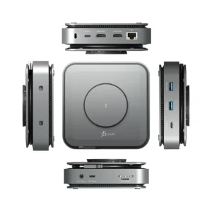 j5create JCD3199 12-in-1 USB-C Dock Dual 4K HDMI with 15W Wireless Charger ON Top -Black - Image 4