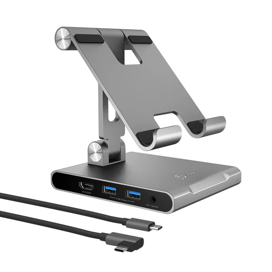j5create JTS224 Multi-Angle Stand with Docking Station for iPad Pro Silver