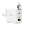 j5create JUP3563CV 65W GaN USB-C 3-Port Traveler Charger White