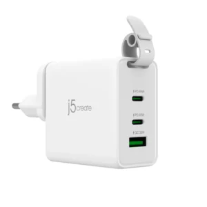 j5create JUP3563CV 65W GaN USB-C 3-Port Traveler Charger White