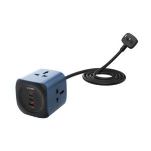 LDNIO SC3319 2500W Power Strip Black with 3 AC outlets, 65W USB-C PD, dual USB-C ports, USB-A QC 3.0 port, and 2-meter power cable
