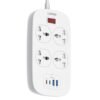 LDNIO SC4407C 2500W Power Strip White with 4 AC sockets, 2 USB-C PD ports, 2 USB-A charging ports, and 2m heavy-duty power cable