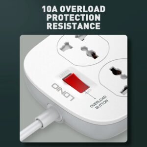 LDNIO SC4407C (4xAC Sockets + 2xUSB-C Ports + 2xUSB-A Ports) 2500W 2.0m Power Strip (White) - Image 3