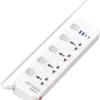 LDNIO SC4408C 2500W Power Strip White with 4 AC sockets, 2 USB-C ports, 2 USB-A ports, individual switches, and 2m heavy-duty power cable