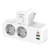 LDNIO SE2337 2500W Power Strip White with 2 AC sockets, 20W USB-C PD, 2 USB-A charging ports, and touch-control LED night lamp