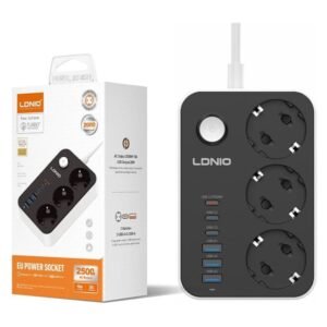 LDNIO SE3631C (3xAC Sockets + 3xUSB-C Ports + 3xUSB-A Ports) 2500W 2.0m Power Strip (White)
