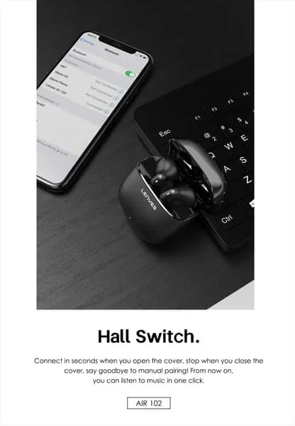 LENYES AIR102 Wireless Earbuds -Black - Image 3