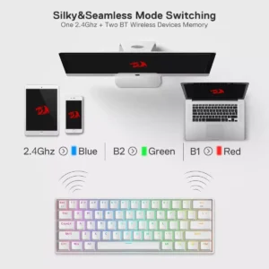 Alternative view of REDRAGON DRACONIC PRO 3-Modes White SW RGB 60% Mechanical Gaming Keyboard K530W-RGB-PRO (White)