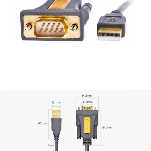 UGREEN 20223 USB-A to DB9 RS-232 Serial Adapter Cable 3.0m (Black) - Image 2