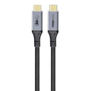 PROMATE PowerBolt5-80G 80Gbps Bi-Directional Data 240W PD Thunderbolt 5 Coaxial USB4 V2 8K 120CM (Black)