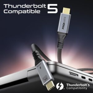 PROMATE PowerBolt5-80G 80Gbps Bi-Directional Data 240W PD Thunderbolt 5 Coaxial USB4 V2 8K 120CM (Black) - Image 5