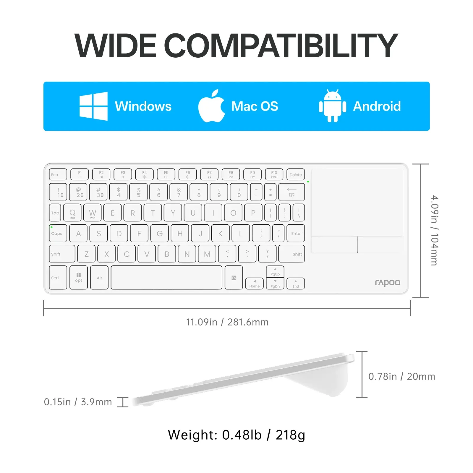 RAPOO E900T Multi-mode Wireless ultra-slim Bluetooth Keyboard - Image 7