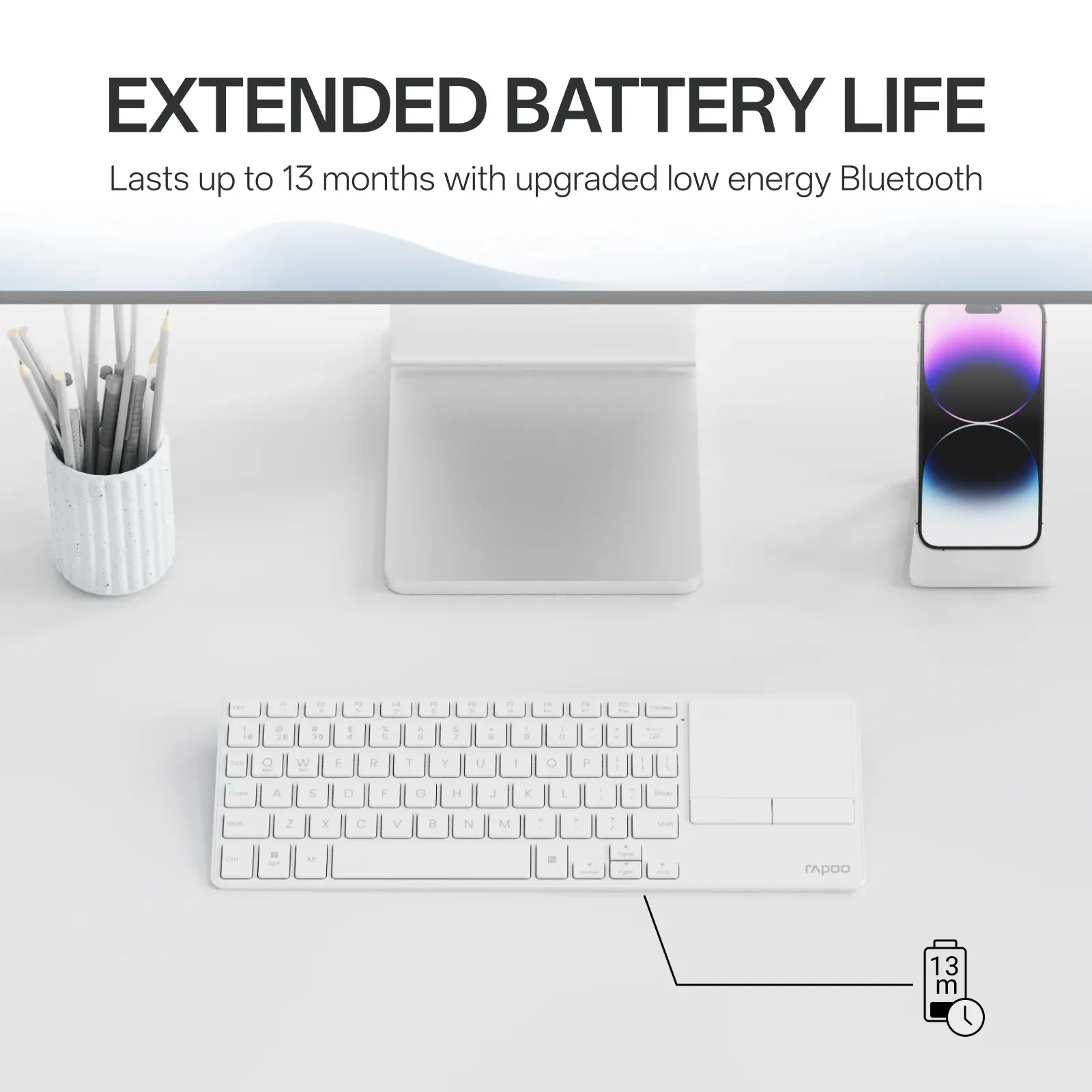 RAPOO E900T Multi-mode Wireless ultra-slim Bluetooth Keyboard - Image 9