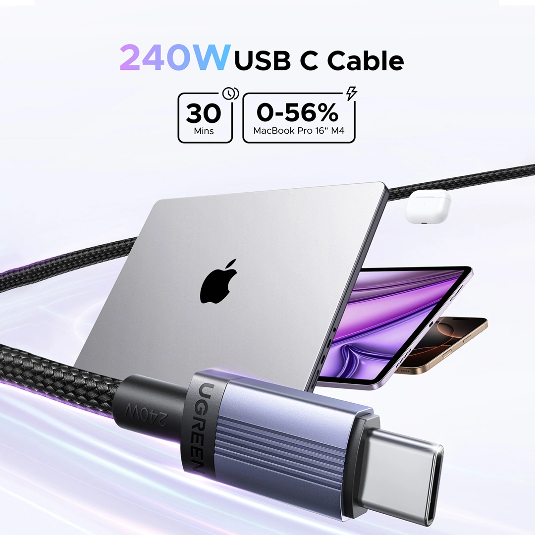 UGREEN 65908 L532 240W USB-C to USB-C Fast Charging Cable 2.0m (Black) - Image 5