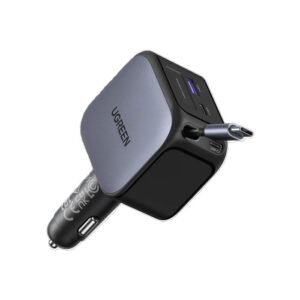 UGREEN Nexode 55910B EC604 145W Fast Car Charger with Retractable USB-C Cable (Space Grey)