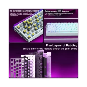 AULA HERO68 HE Magnetic Black King SW Hot Swappable RGB 65% Backlight Wired Mechanical Gaming Keyboard (White Contour) - Image 7