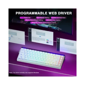 AULA HERO68 HE Magnetic Black King SW Hot Swappable RGB 65% Backlight Wired Mechanical Gaming Keyboard (White Contour) - Image 9