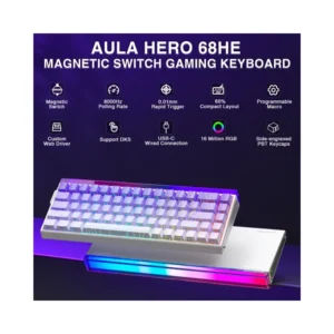 Alternative view of AULA HERO68 HE Magnetic Dragon King SW Hot Swappable RGB 65% Backlight Wired Mechanical Gaming Keyboard (Gradient Purple)