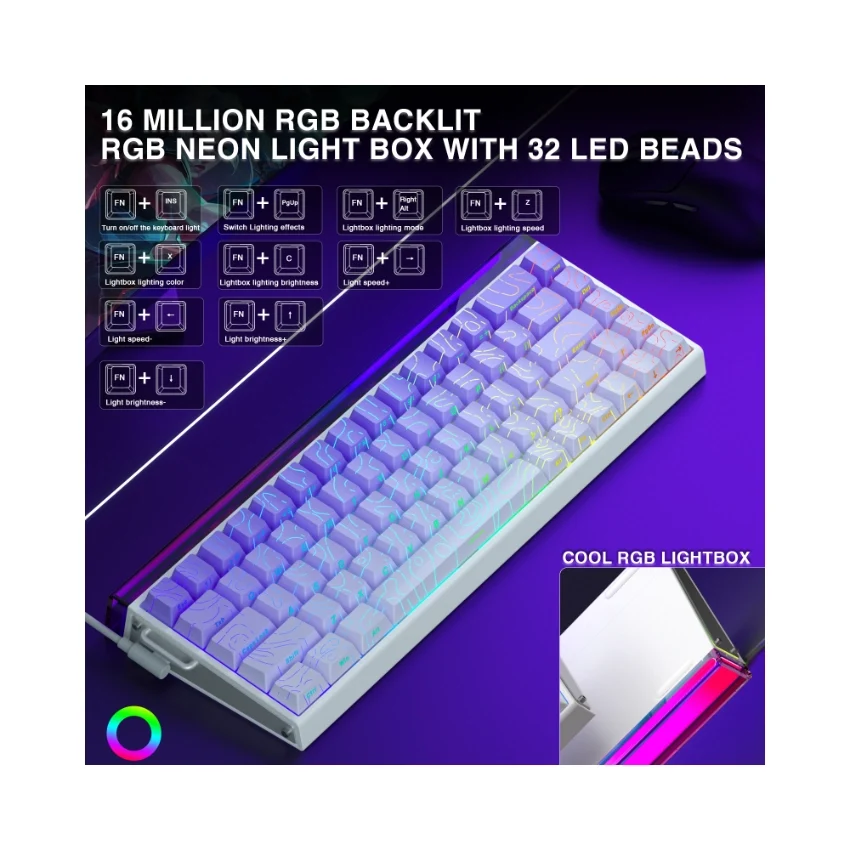 AULA HERO68 HE Magnetic Dragon King SW Hot Swappable RGB 65% Backlight Wired Mechanical Gaming Keyboard (Gradient Purple) - Image 5