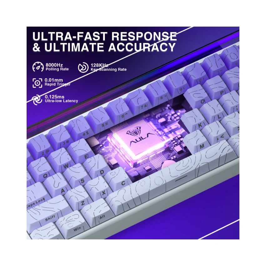 AULA HERO68 HE Magnetic Dragon King SW Hot Swappable RGB 65% Backlight Wired Mechanical Gaming Keyboard (Gradient Purple) - Image 6