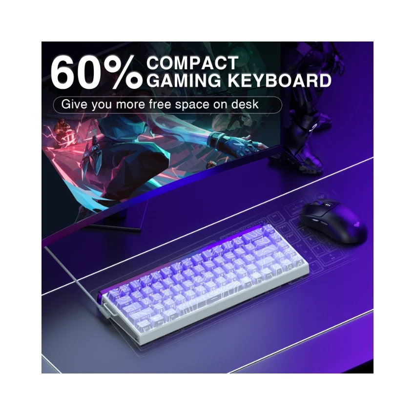 AULA HERO68 HE Magnetic Dragon King SW Hot Swappable RGB 65% Backlight Wired Mechanical Gaming Keyboard (Gradient Purple) - Image 7