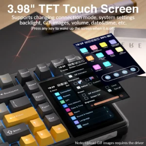 AULA WIND L99 Raindrop SW Hot Swappable 3.98inch IPS Touchscreen 8000mAh TKL RGB 3-Mode Mechanical Gaming Keyboard (Dark Grey/Light Grey/Yellow) - Image 3