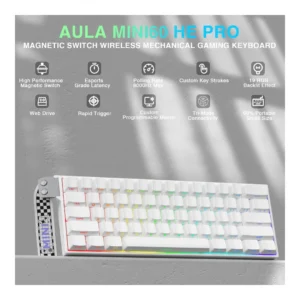 Alternative view of AULA WIND MINI60 HE PRO Mist cloud Magnetic SW Hot Swappable 8K Polling Rapid Trigger Side Engraved Keycaps RGB 60% Backlight 3-Mode Mechanical Gaming Keyboard (White)