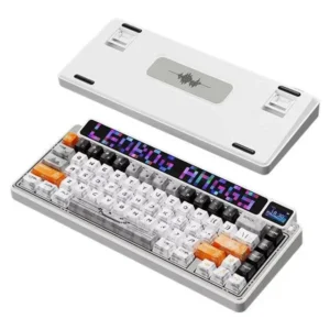 Alternative view of AULA leobog AMG65 Jasper SW RGB 65% Hot Swappable Dual Screen 315 LEDs 3-Modes Mechanical Gaming Keyboard (White Arctic Starlight)