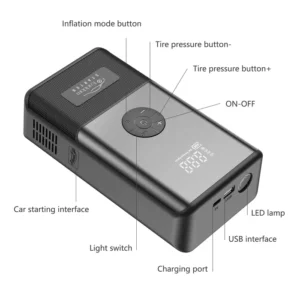 Alternative view of Earldom ET-JS02 2-in-1 Jump Starter & Air Pump 15000mAh with Digital Display & LED Light (Black)