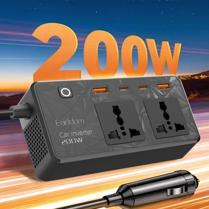 Earldom ET-LT01 200W Car Power Inverter (Black) - Image 4