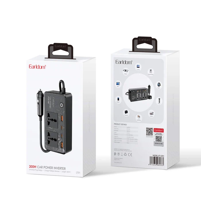 Earldom ET-LT01 200W Car Power Inverter (Black) - Image 9