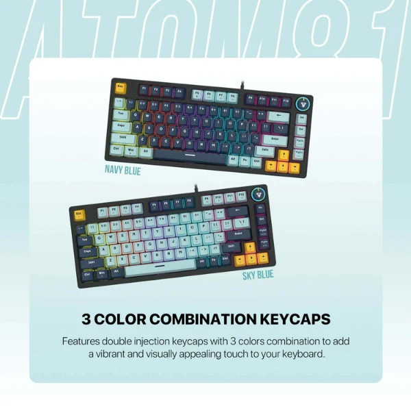 FANTECH ATOM81 MK875V2 MIZU Edition Taro SW Hot Swappable RGB Wired Mechanical Gaming Keyboard - Image 3