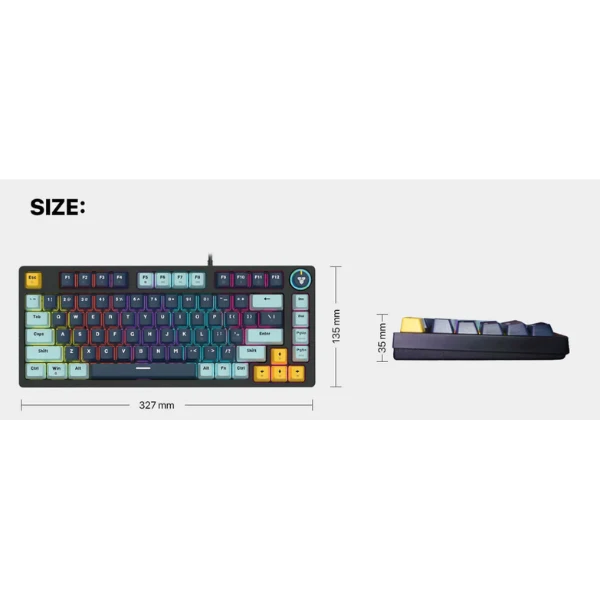 FANTECH ATOM81 MK875V2 MIZU Edition Taro SW Hot Swappable RGB Wired Mechanical Gaming Keyboard - Image 4