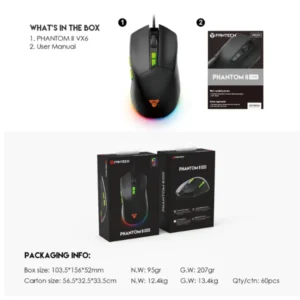 FANTECH PHANTOM II VX6 Wired Gaming Mouse (Black) - Image 5