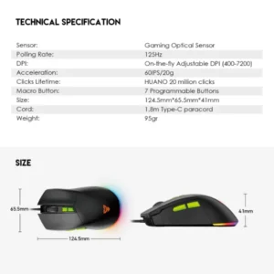 FANTECH PHANTOM II VX6 Wired Gaming Mouse (Black) - Image 6