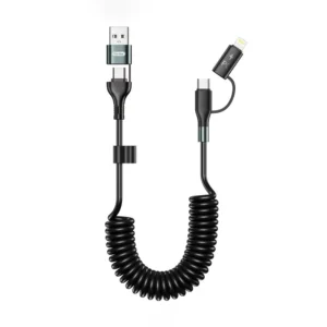 Go-Des GD-UC805 4-in-1 Spring Wire Data Cable 1.8m (Black)