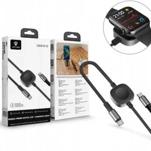 LENYES LC540TC-TC 100W USB-C to USB-C Data Cable 1.2m with 2.5W Watch Wireless Charger (Black) - Image 9