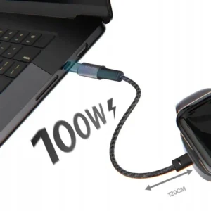 LENYES LC540TC-TC 100W USB-C to USB-C Data Cable 1.2m with 2.5W Watch Wireless Charger (Black) - Image 8