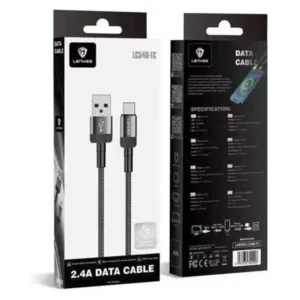 Alternative view of LENYES LC546-TC 12W 2.4A USB-A to USB-C Data Cable 1.0m (Black)