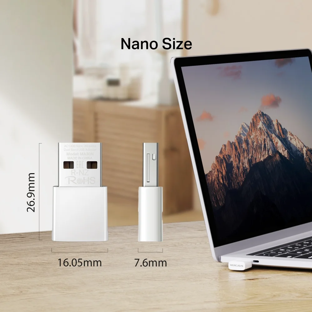 MERCUSYS MA30N AC1300 Nano Wireless Dual Band USB Adapter - Image 2