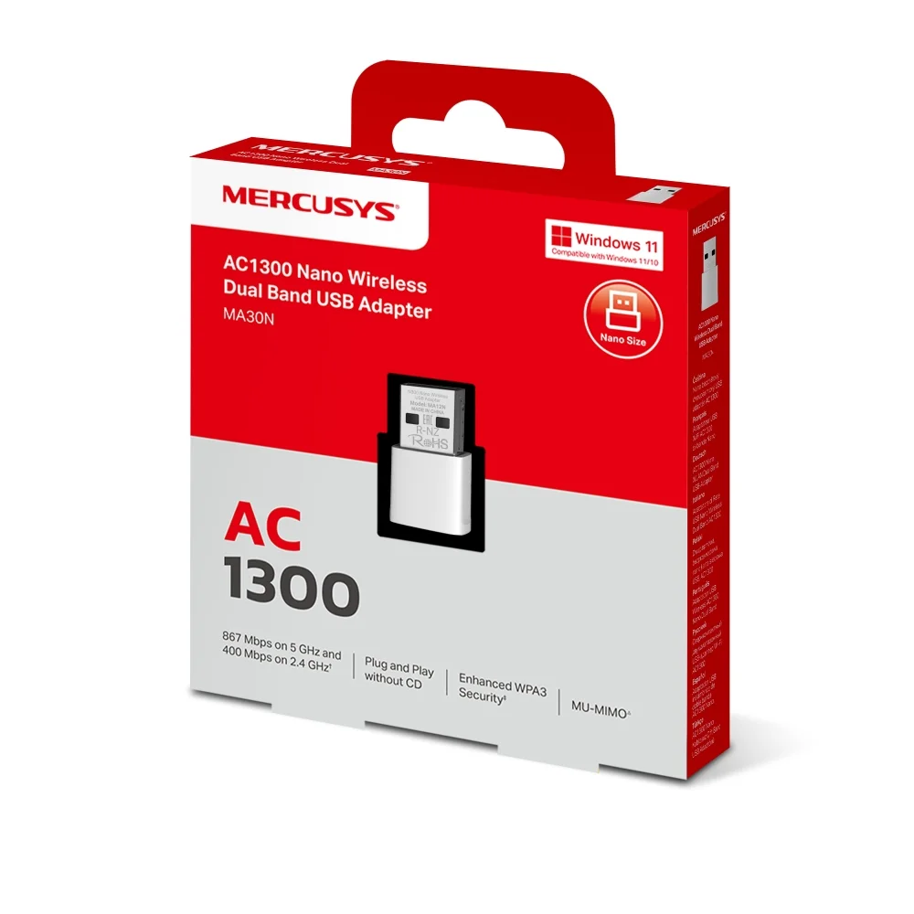 MERCUSYS MA30N AC1300 Nano Wireless Dual Band USB Adapter - Image 8
