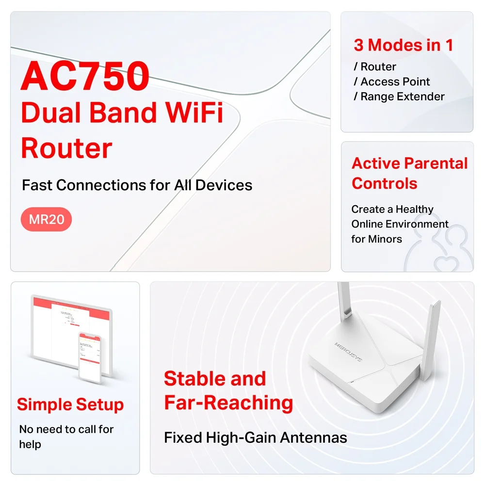 MERCUSYS MR20 AC750 Wireless Dual Band Router - Image 4