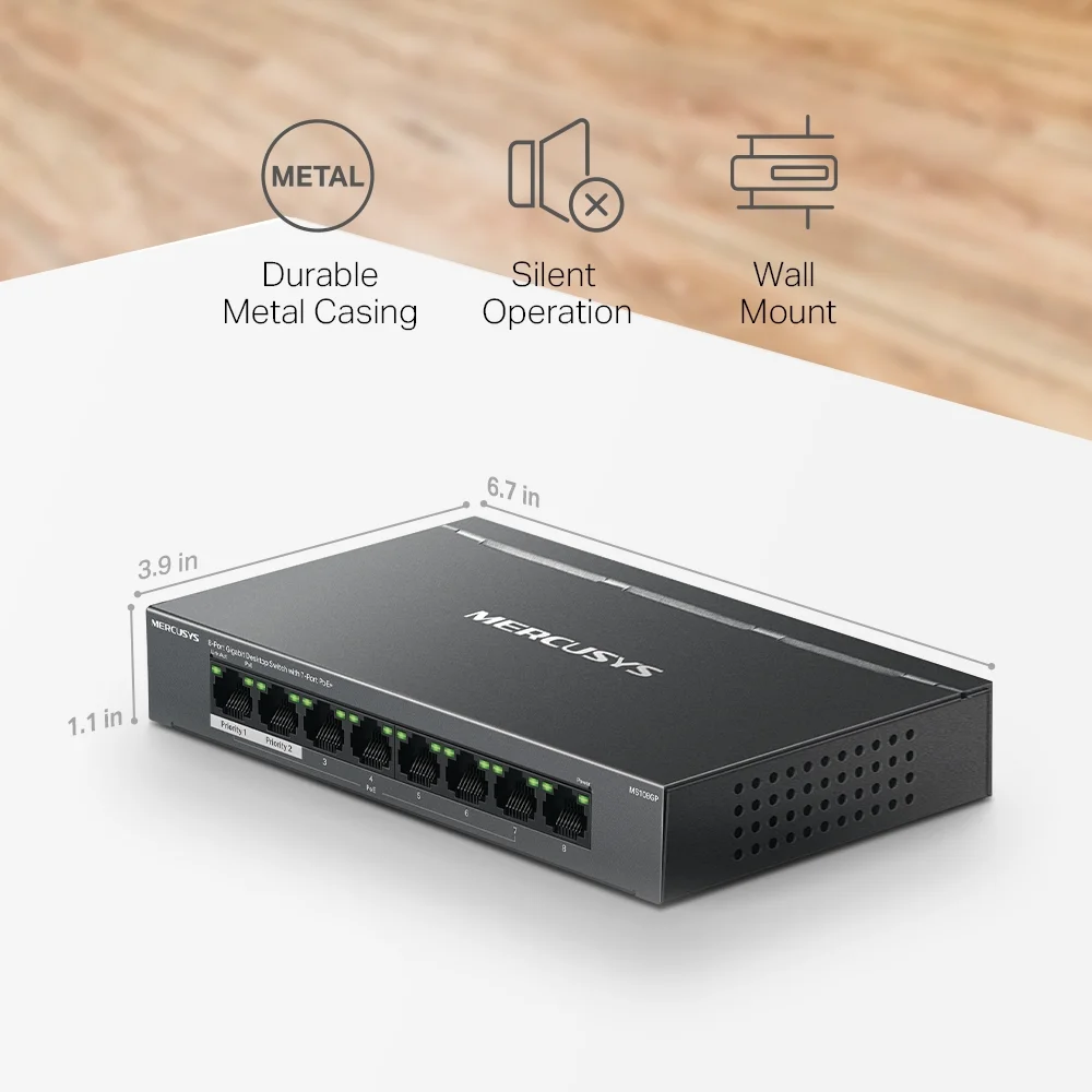 MERCUSYS MS108GP 8-Port Gigabit Desktop Switch With 7-Port PoE+ - Image 10