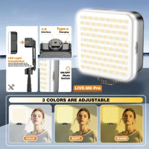 PLOKAMA LIVE-M6 Pro 2-LED Lights Handle Tripod Selfie Stick - Image 5