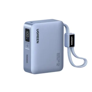 UGREEN 75173B PB584 33W 10000mAh Fast Charging Flight Approved Power Bank with Built-in USB-C Cable (Light Blue)